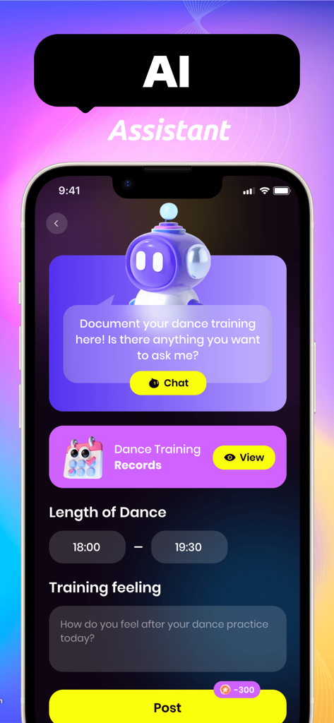 Jivn: Video, Share Fun - Interface of the Jivin app showing the AI dance assistant and dance training logs