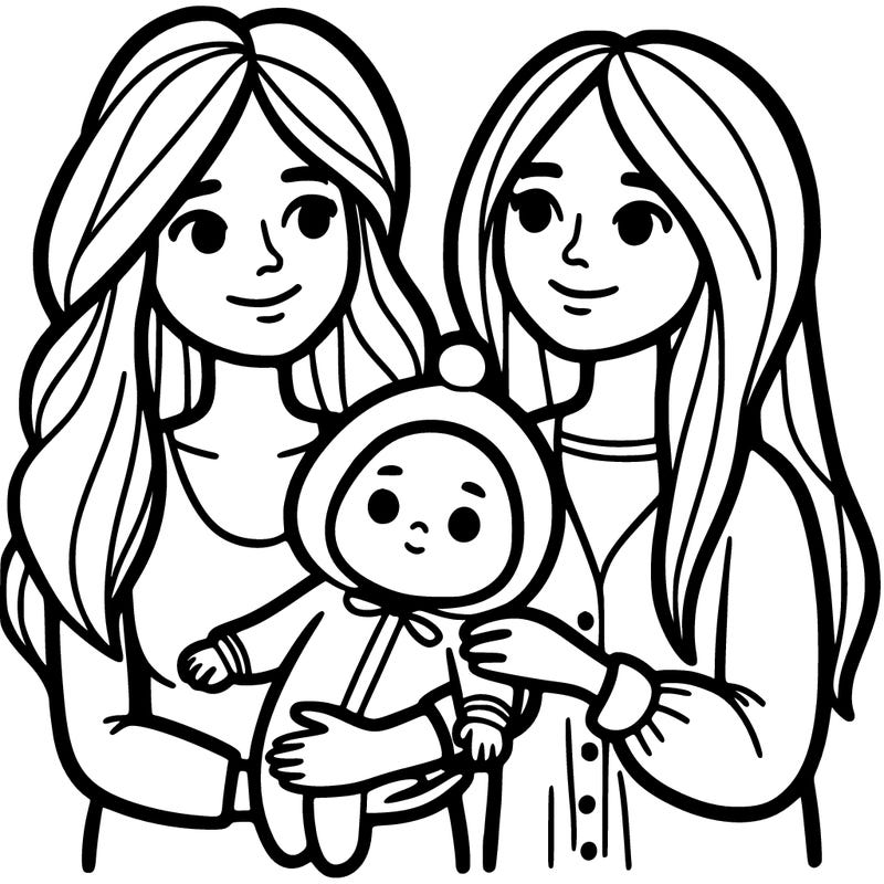 two women with their baby