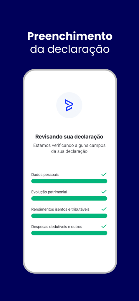 Velotax App - Velotaxモバイルアプリ画面に、ブラジルの居住者および国外居住者向けの完了した税務申告チェックリストが表示されています。