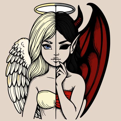 realistic angel half demon