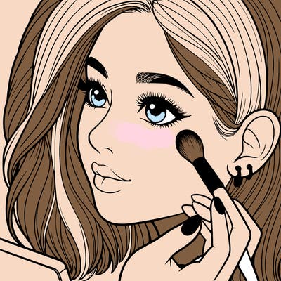 a realistic girl doing her makeup