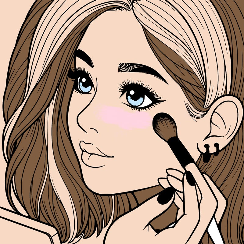 a realistic girl doing her makeup