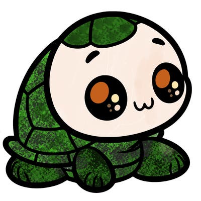 cute little animated turtle