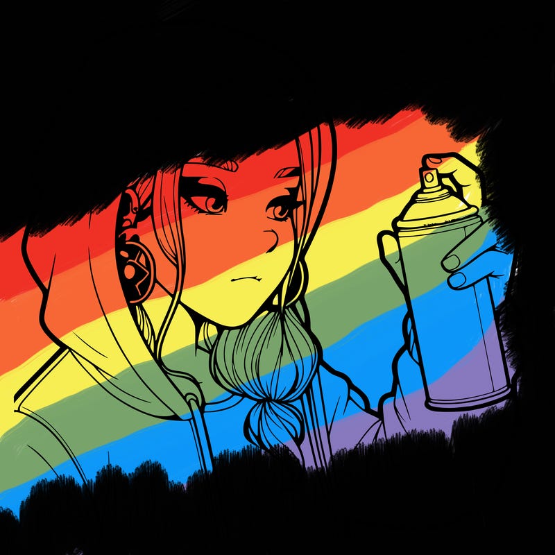 a realistic girl, spray painting