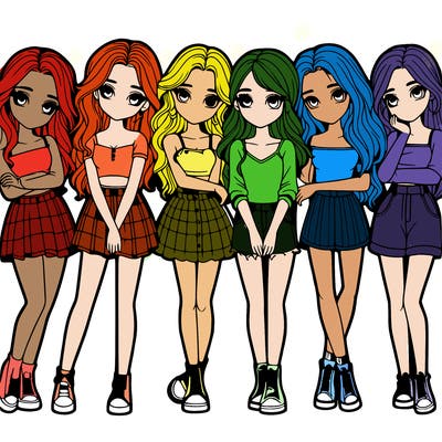 a group of girls realistic