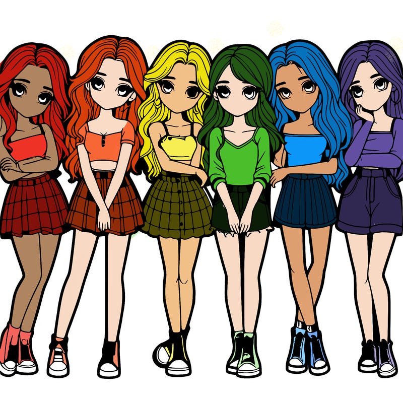 a group of girls realistic