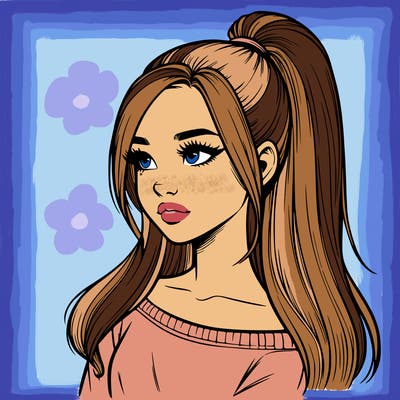 realistic girl with a high ponytail