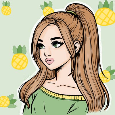 realistic girl with a high ponytail