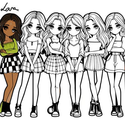 a group of girls realistic