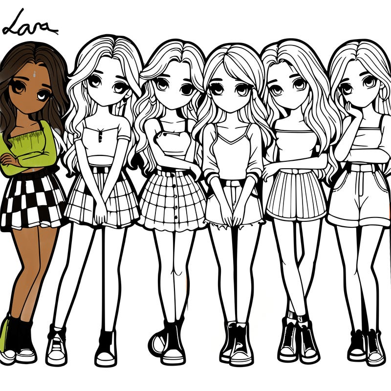 a group of girls realistic