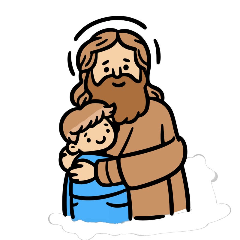 god hugging a person