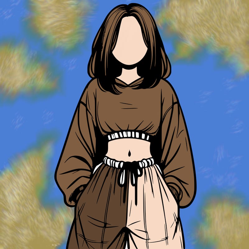 realistic girl faceless with baggy pants and a crop top