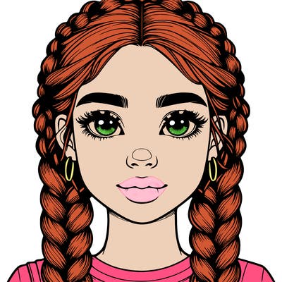 realistic girl with braids