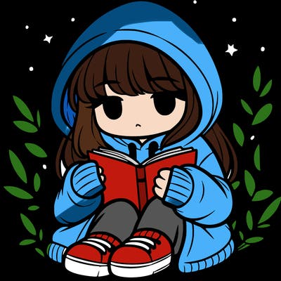 girl in oversized hoodie reading a book