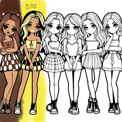 a group of girls realistic