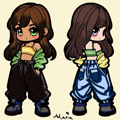 girl in crop top and baggy pants