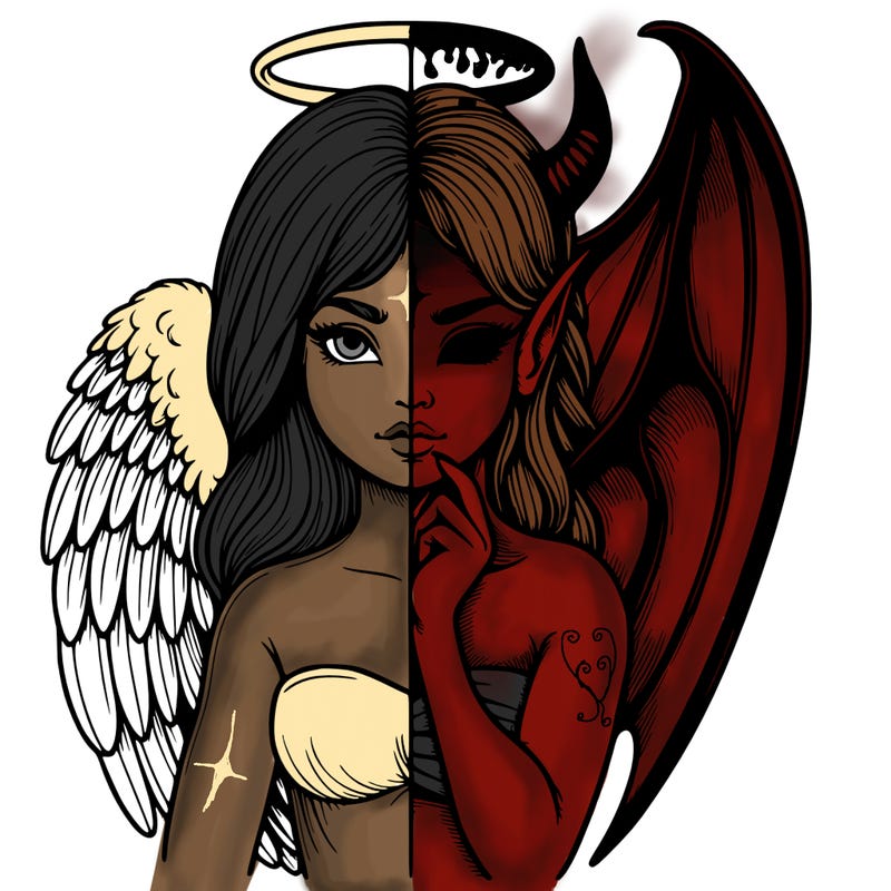 realistic angel half demon