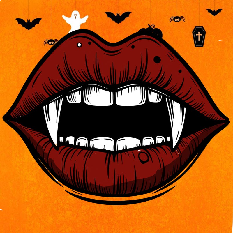 lips with vampire teeth