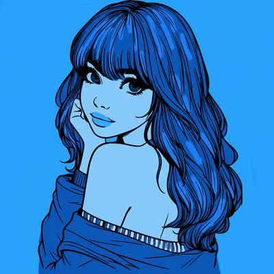 realistic girl with bangs looking over her shoulder