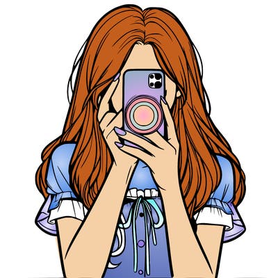 a realistic girl holding her phone taking pictures