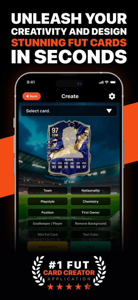 Oberfläche der FC 26 FUT Karten-Ersteller-App mit Optionen zur Gestaltung eigener Spielerbilder