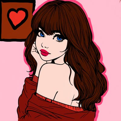 realistic girl with bangs looking over her shoulder