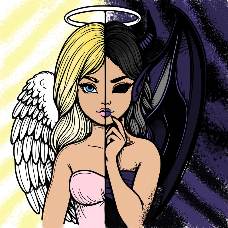 realistic angel half demon