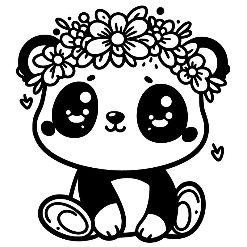 baby panda with flower crown