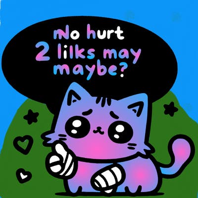 cute cat thats been hurt saiying 2 likes maybe