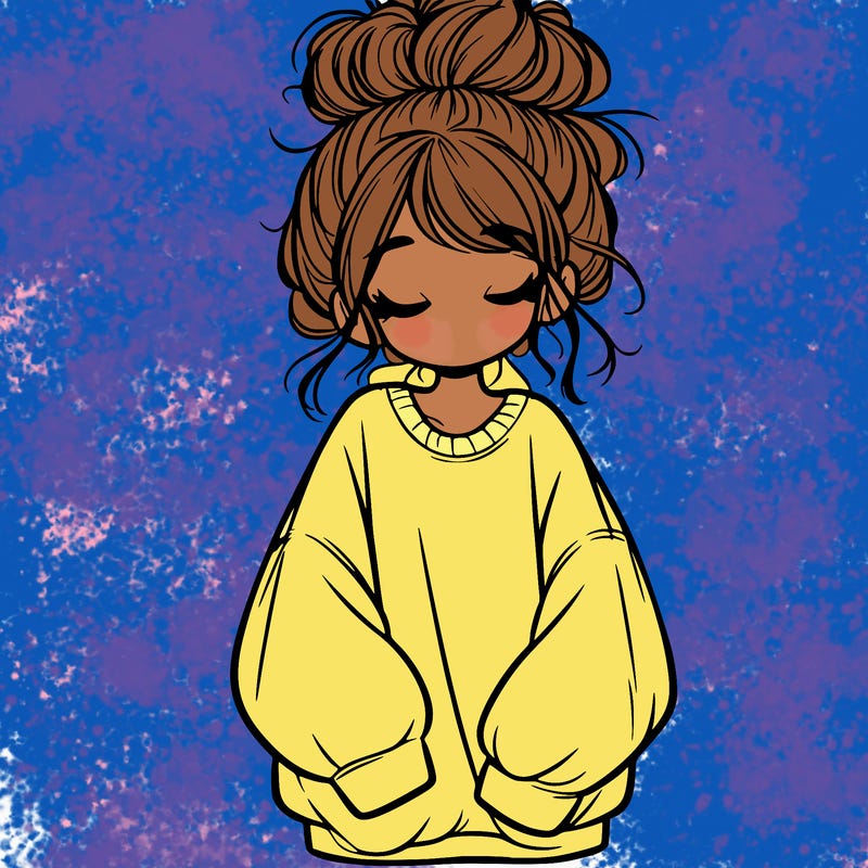 girl with baggy sweatshirt and messy bun