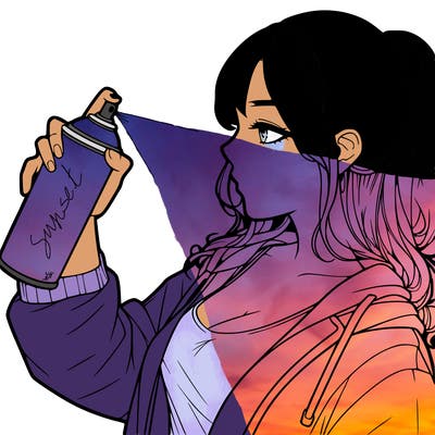 a realistic girl spray, painting