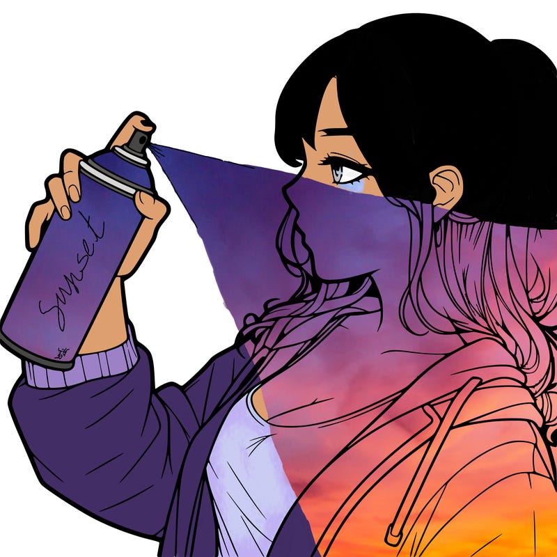 a realistic girl spray, painting