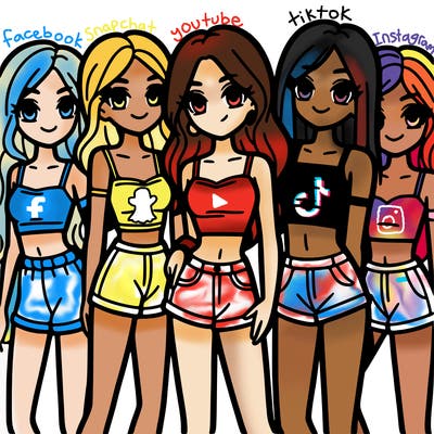 a group of girls wearing crop tops and shorts