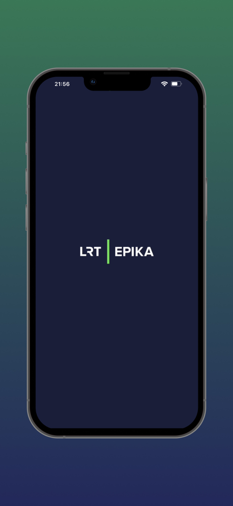 LRT Epika - LRT Epika app splash screen showing the logo on a dark background
