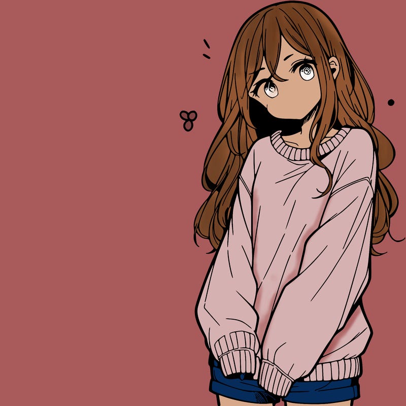 manga teen girl  in a sweater and baggy pants