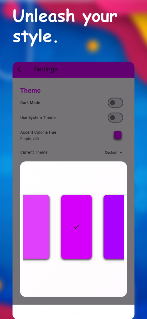 Imagen AIアプリのカスタマイズ可能なテーマとアクセントカラー設定。