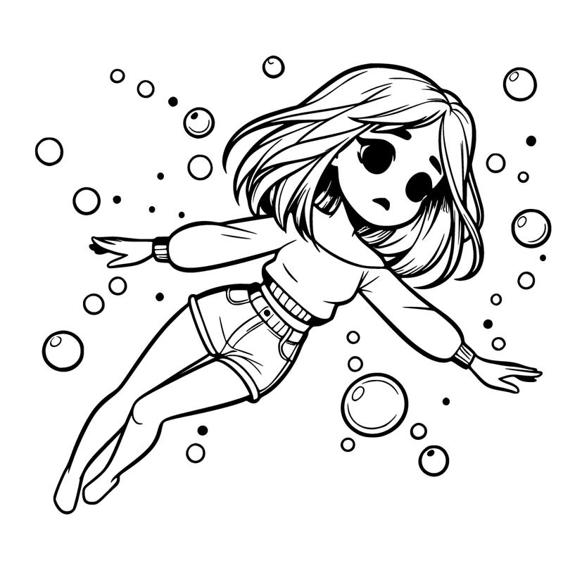 realistic girl floating