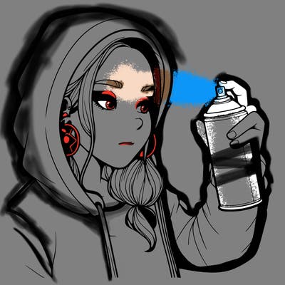 a realistic girl, spray painting
