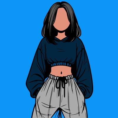 realistic girl faceless with baggy pants and a crop top