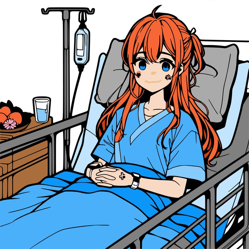 anime girl in hospital bed