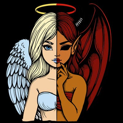 realistic angel half demon