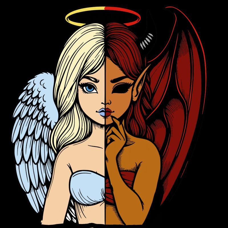 realistic angel half demon