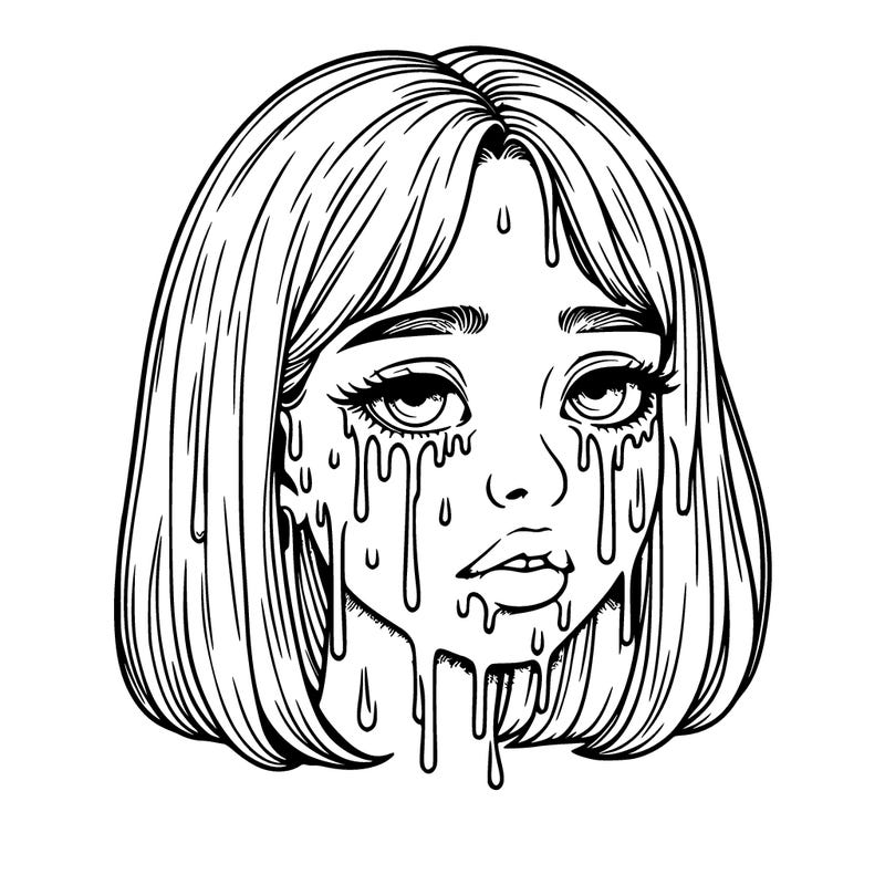 realistic girl with melting face