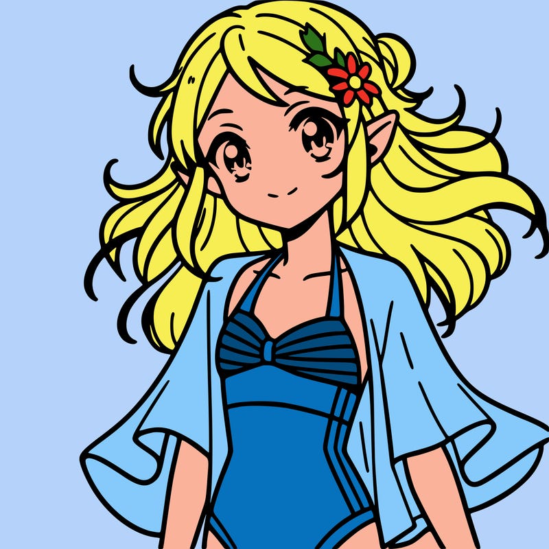 cute anime girl in a swimsuit