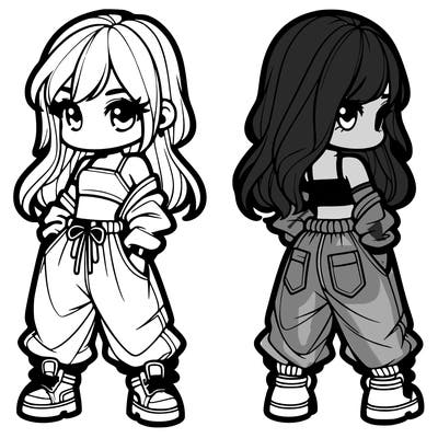 girl in crop top and baggy pants