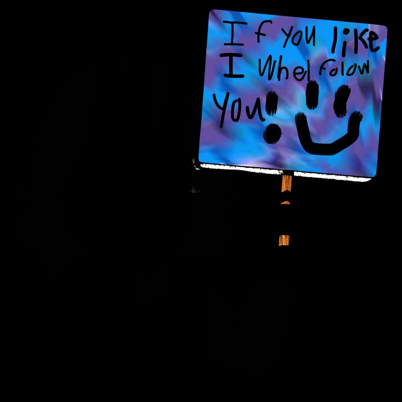 realistic girl holding up a sign