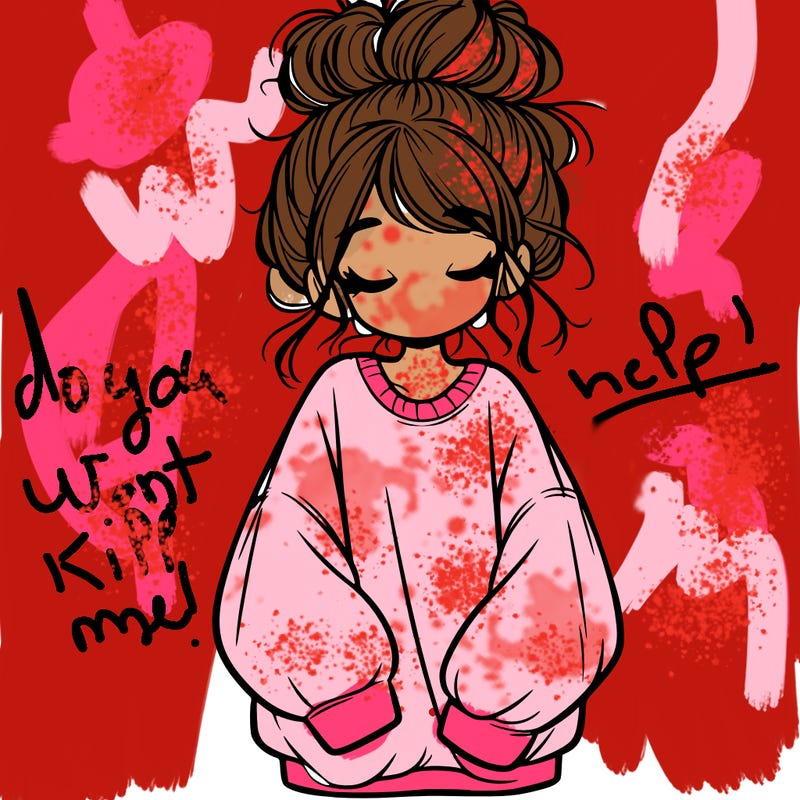 girl with baggy sweatshirt and messy bun