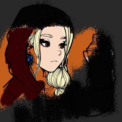 a realistic girl, spray painting