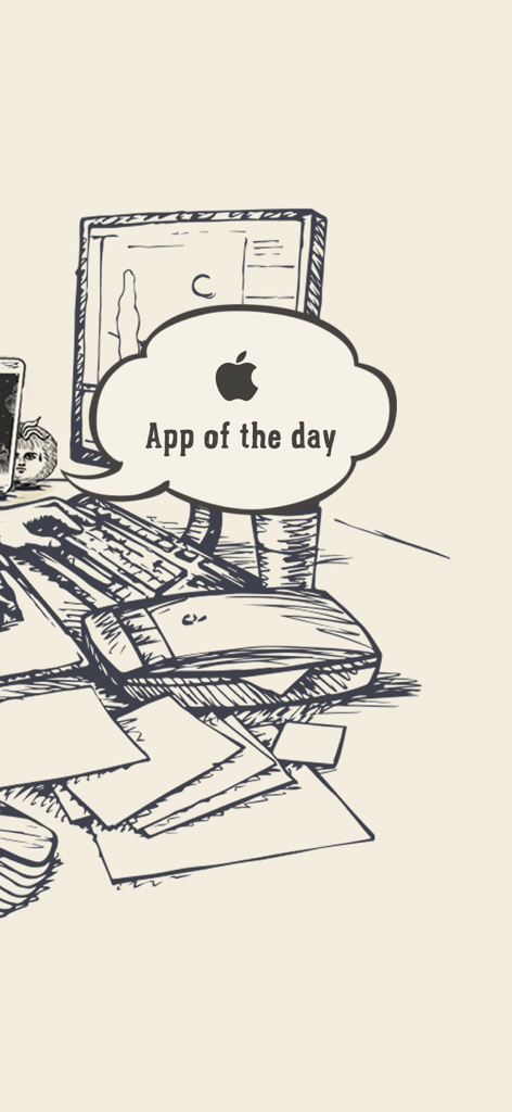 Focus Tomato - Let's focus now - Focus Tomato destacado como App del Día de Apple con un fondo de espacio de trabajo dibujado a mano