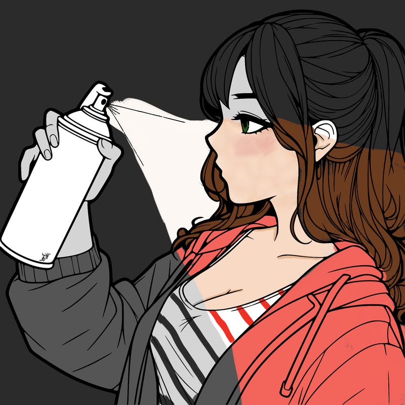 a realistic girl spray, painting
